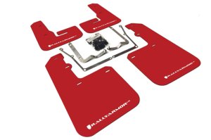 Volkswagen Jetta Mud Flap Kit - Front + Rear - Rally Armor - UR Series - Red/White - `15-`18
